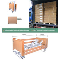 Lit de soins à domicile électrique king size avec éclairage IEC 60601, ensemble de chambre à coucher en bois pour personnes âgées