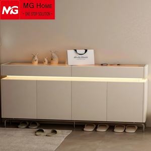 Zapatero Alto Blanco, Mueble <span class=keywords><strong>para</strong></span> Zapatos Blanco y Dorado, Almacenamiento de Zapatos Rústico - Product Image 2