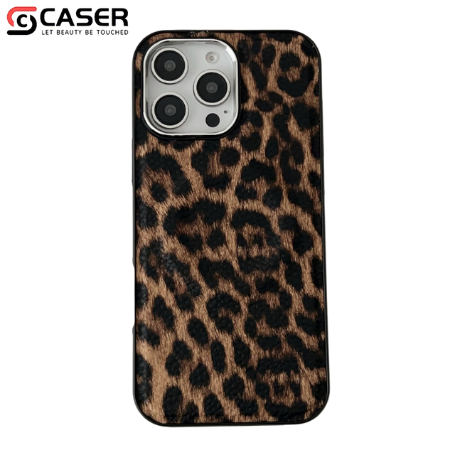 Leopard Pattern Light Luxury Style Magnetic Wireless Charging Artificial Leather Shockproof Phonecase for iphone 17 16 15