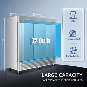 Refrigerador Comercial de 81 Pulgadas y 72 Pies Cúbicos con 3 Puertas Sólidas, Refrigeradores Verticales de Acero Inoxidable con Certificación ETL - Product Image 2