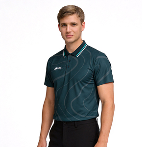 Camisas de Golf a Rayas Tejidas Personalizadas de Fábrica para Hombre, Impresión por Transferencia de Calor, Secado Rápido, Absorción de Humedad, Manga Corta, Poliéster 210g - Product Image 1