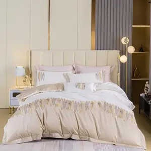 Conjuntos de edredom de luxo 100% algodão branco, lençóis de cama para casa e hotéis, colchas de linho, conjuntos de cama com design personalizado