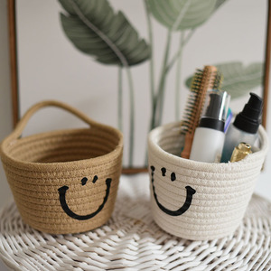 Woven Storage <b>Basket</b> Round Hanging Hook Type For Desktop Wall Mount Cosmetic Organizer Toy Storage <b>Basket</b> <b>Display</b> <b>Basket</b> - Product Image 2