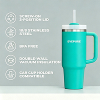 Gobelet isotherme moderne en acier inoxydable à double paroi de 40 oz, avec couvercle anti-fuite et anti-déversement, sans BPA, isolation thermique de 12 à 24 heures
