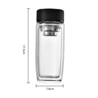 JM Flacons sous vide et thermos portables d'usine Tasse à eau en verre double épaissie Bouteille à thé en verre isolée avec passoire à thé