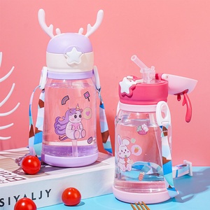 Botella de Plástico Ecológica con Pajita para Niños y Niñas, Éxito de Ventas <span class=keywords><strong>2023</strong></span>, Regalo para Fiestas, Apta para Agua Hirviendo - Product Image 6