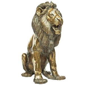 Moderna decorazione esterna grande popolare fusione di animali in ottone statue bronzo oro <span class=keywords><strong>leone</strong></span> scultura in vendita - Product Image 2