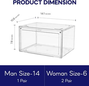 Transparent Rectangle PP Detachable Stackable Eco-Friendly Front Door Shoe <b>Storage</b> <b>Box</b> - Product Image 2