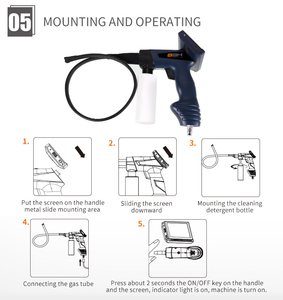 Pistolet de nettoyage visuel robuste et flexible pour évaporateur de climatisation automobile avec caméra <span class=keywords><strong>HD</strong></span> et sonde de 8,5 mm, pour l'entretien CVC des techniciens - Product Image 6