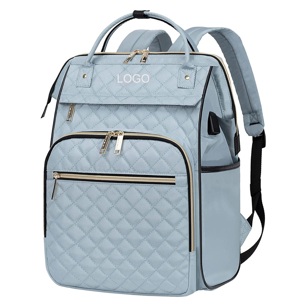 Custom Business Travel Modern Men Women 17inch Computer Leather Laptop  Backpack with USB Port