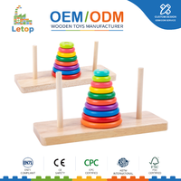 Houten Toren van Hanoi-puzzel Montessori Wiskunde Logica 10 Schijven Grootte Kleur Sorteren Brain Teaser Peuter Educatief Onderwijshulpmiddel