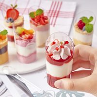 Tasse à dessert en plastique PS transparent de 3oz, forme inclinée, pouding mousse et yaourt