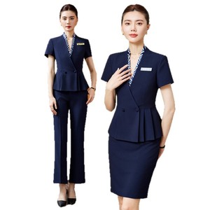 Women's Professional <b>Work</b> Uniforms Summer Short Sleeve Blazer Skirt <b>Pants</b> Reception Uniforms For Office Commute - Product Image 5