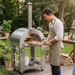 Horno de pizza portátil para exteriores, de leña, con chimenea <span class=keywords><strong>y</strong></span> soporte, para jardín, camping, fiestas <span class=keywords><strong>y</strong></span> cocina. - Product Image 6