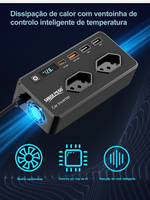 Mini convertisseur portable 12V vers 127V/220V AC/DC, onduleur de voiture 200W, norme Brésil, avec écran