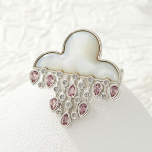 Seashell Clouds Brooch Zinc Alloy Claw Setting Women's Fashion Party Jewelry - Product Image 4