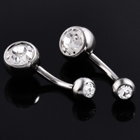 Nouvelle Offre Gaby G23 Anneaux de Nombril en Titane Plaqué Or à Filetage Interne avec Étoile en Cristal, Bijoux de Piercing pour Mariage et Fiançailles