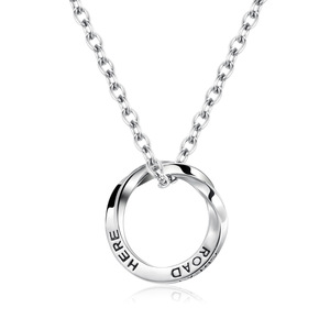Instagram-worthy minimalist unisex style Mbius <b>ring</b>/necklace with eternal loop knot, artistic and versatile <b>titanium</b> steel sweat - Product Image 5