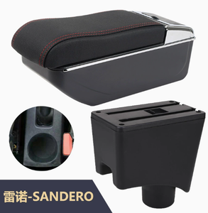 DAIAO 2026 Portavasos Giratorio de Cuero Negro de Lujo para la Parte Delantera Central con Cargador USB y Caja de Almacenamiento para Renault Logan/<span class=keywords><strong>Sandero</strong></span> 1 - Product Image 3