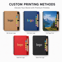 Carnet en carton personnalisé avec logo pour bureau et salle de classe, avec stylo inclus, carnet à spirale multicolore imprimé avec logo promotionnel et stylo