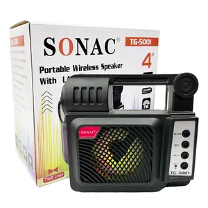 SONAC TG-5001 mini haut-parleur led de nuit, système audio, son, musique professionnelle, haut-parleur portable avec charge solaire