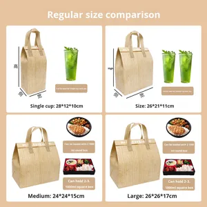 Takeaway Insulated Bag Aluminum <b>Foil</b> <b>Catering</b> Cake Packaging Non-woven Fabric Barbecue Milk Tea Handbag Customized Reusable - Product Image 3