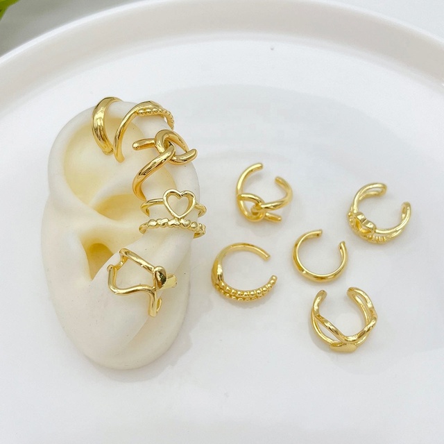 Trendy Gold Plated Hollow  on Ear Cuff Earrings Jewelry Ear Cuff for Women