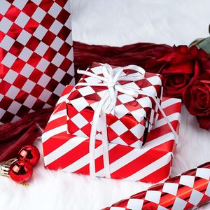 Checkered gift <b>wrapping</b> <b>paper</b> red and white aluminum coated checkered double sided printing customizable - Product Image 1