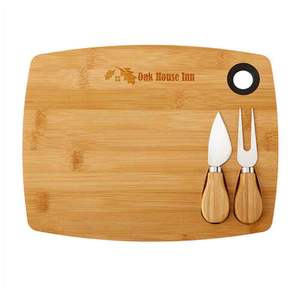 Bandeja de servicio caliente Tabla de cortar queso de bambú con herramientas de vino Tabla de cortar de madera con cuchillo para queso - Product Image 3