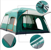 Grande tente cabane pour 5-6 personnes avec auvent avant, abri imperméable à double porte et résistant au vent pour le glamping familial et le camping de luxe