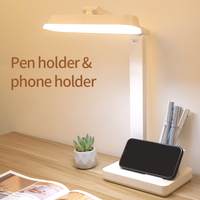 Lampe de bureau LED moderne personnalisée à piles, design pliable, construction en plastique, commande tactile, intensité réglable
