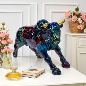 Figura Decorativa de Vaca con Cuernos Dorados, Esculpida en Resina Epoxi, Estilo Artístico, Lujoso y Creativo, para Sala de Estar, Mueble de TV, Escritorio, Regalo - Product Image 2