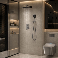 Systèmes de douche encastrés modernes en laiton brossé, thermostatiques, à poignée unique, avec cartouche céramique, pour usage hôtelier, avec pommeau de douche moderne
