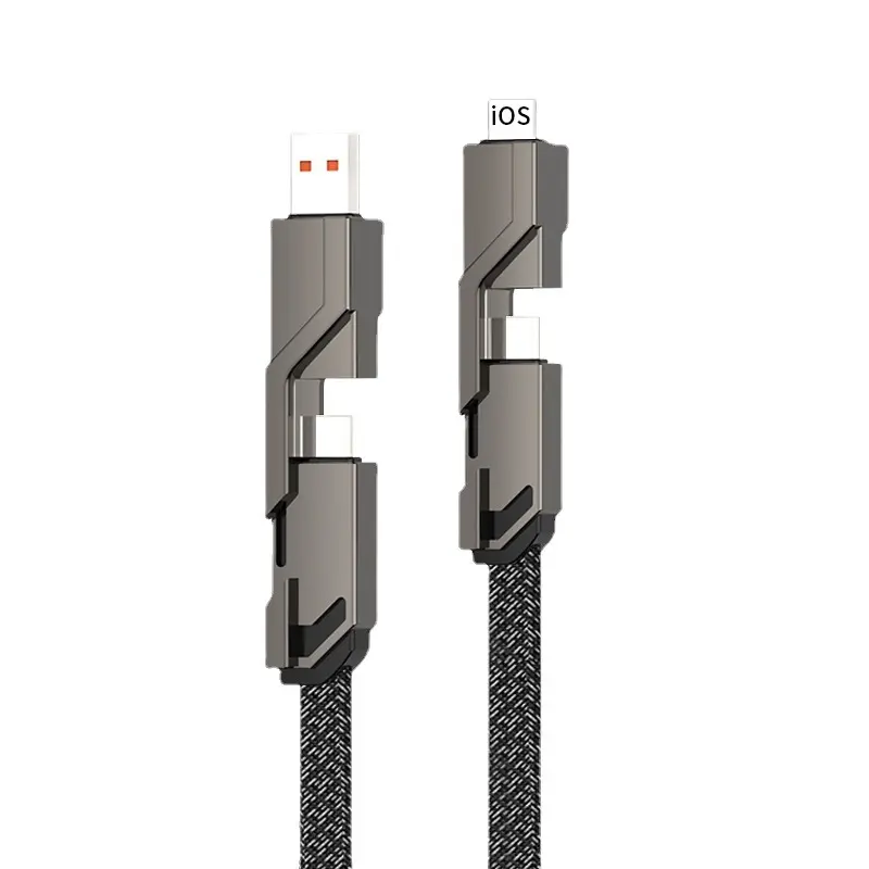 Ventes directes d'usine Câble de données 4-en-1 2-remorquage 2-PD charge rapide 66W double usage type-c vers ip double USB
