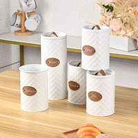 Ensemble de rangement alimentaire pour cuisine blanche, boîte à pain, boîte à pâtes et ensemble de boîtes à thé, café et sucre