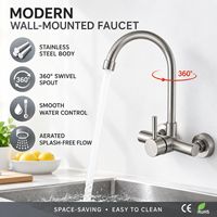 Robinet de cuisine en acier inoxydable 304, mélangeur chaud/froid durable, poignée unique, design moderne, flexible, céramique, pour hôtel, vente en gros