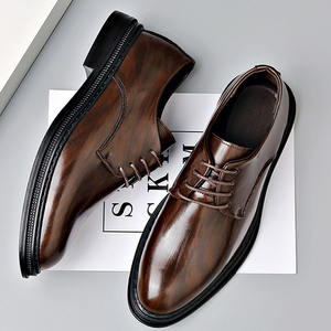 Chaussures habillées en cuir noir haut de gamme pour homme, automne-hiver, polyvalentes, à bout pointu, à lacets, semelle en cuir souple, pour costume - Product Image 2