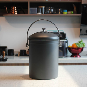 Cubo de compost interior con tapa | Compostador de cocina de acero inoxidable para desechos de alimentos y cubo de compost de reciclaje de residuos - Product Image 6