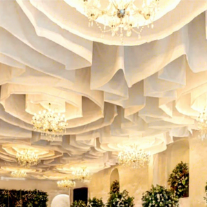 Decoración Colgante de Techo LEDA, Elegante, con Textura Francesa Blanca, en Capas, con Ondas y Elementos Naturales, para Decoración de Salones de Boda - Product Image 1