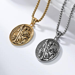 Holy Christopher Necklace For Men <b>Titanium</b> Steel Pendant Religious Jewelry Dongguan Made - Product Image 2
