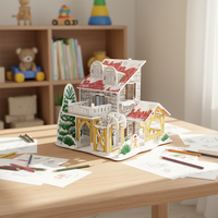 Puzzle en papier 3D Paper Jazz - Maison de Noël sous la neige - Moins de 50 pièces - Jouet éducatif et DIY pour les enfants de 5 ans et plus - Unisexe