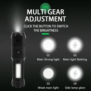 3 paket açık Zoom kamp USB şarj edilebilir el feneri el LED meşale ışık su geçirmez