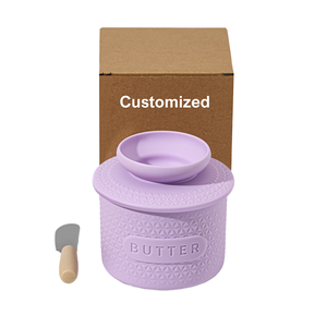 Mantequillera de Silicona de Diseño Europeo con Tapa Hermética y Base de Cerámica, Personalizable, Ecológica, Utensilios de Cocina, Regalos para Uso Alimentario - Product Image 2