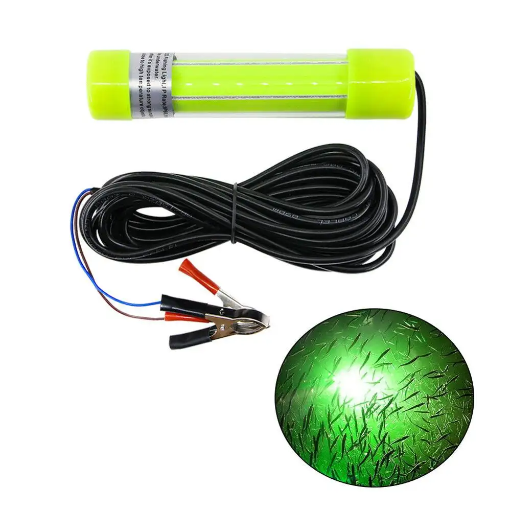 Iluminação led subaquática de isca de pesca, conector duplo, isca de pesca com lâmpada de barco, para atrair lula, peixe