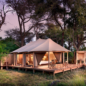 Carpa de Desierto Safari Triple Peak Personalizada con Baño y Estructura de Acero para <span class=keywords><strong>Retiro</strong></span> Vacacional Africano - Product Image 2