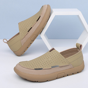Mocasines de Cuero para Hombre, Punta Redonda, Transpirables, con Suela de Goma y Entresuela de EVA, Zapatos Casuales de Moda para Verano - Product Image 1
