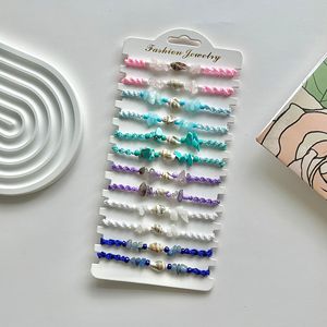 Bracelet tressé en pierres concassées couleur coquillage, style océan, corde de surf, tendance plage - Product Image 1