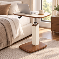 Hauteur réglable 360° °   Table de chevet rotative avec roulettes, table d'appoint mobile pour ordinateur portable, pour canapé, chambre à coucher