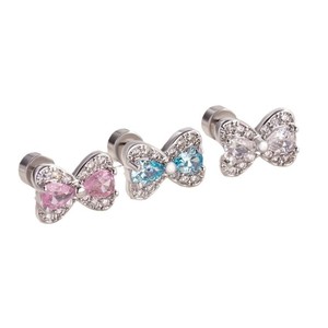 Pendientes de Cartílago con Lazo de Princesa para Niñas |   Pernos de Barra de Acero Inoxidable con Doble Rosca |   Lindos Adornos para Perforaciones de Oreja - Product Image 1