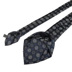 Diseños personalizados Patrones florales geométricos Corbatas Jacquard Seda 7 pliegues Corbatas